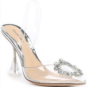 GIANNI BINI VIVYEE CLEAR RHINESTONE POINTED TOE PUMPS, size 11.